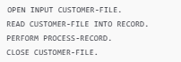 Code snippet for COBOL used to illustrate how context-aware processing disambiguates overlapping logic