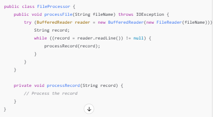 Code snippet for Java used to illustrate how context-aware processing disambiguates overlapping logic